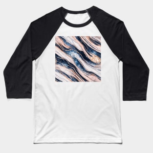 Blue gold marble pattern Baseball T-Shirt